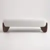 Curva Boucle Upholstered Bedroom Bench – 145cm – White Long Wood