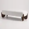 Curva Boucle Upholstered Bedroom Bench – 145cm – White Long Wood