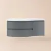 Floating Curved Bathroom Vanity Wall Mounted Half-Circle Bathroom Cabinet – Blue