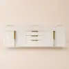 Aro 150 cm Floating Double Bathroom Vanity with Sink, Sintered Stone Top – White – Wallmounted Ceramic Vessel