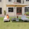 5-Piece Outdoor Aluminium Modular Sectional Set with Coffee Tables for 6 in White