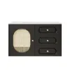 800mm Black Floating Bathroom Vanity Undermount Ceramic Sink with Rattan Door Cabinet