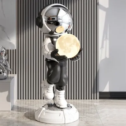 28.8" Astronaut Floor Sculpture Figurine Ornament Art Decor with Ball Lamp USB Charging – AUD-H0729
