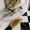 Modern 99 cm Demilune Console Table with White Sintered Stone Top
