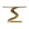 Modern 99 cm Demilune Console Table with White Sintered Stone Top
