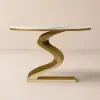 Modern 99 cm Demilune Console Table with White Sintered Stone Top