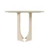 Picture of 1000mm Oval Travertine Stone Console Table Modern Entryway Table with Abstract Base