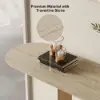 Picture of 1000mm Oval Travertine Stone Console Table Modern Entryway Table with Abstract Base