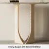 Picture of 1000mm Oval Travertine Stone Console Table Modern Entryway Table with Abstract Base