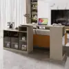 1450mm-2100mm Sofa Bar Table Khaki Storage Cabinet Rotatable Behind Couch Pub Table