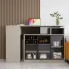 1450mm-2100mm Sofa Bar Table Khaki Storage Cabinet Rotatable Behind Couch Pub Table