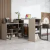 1450mm-2100mm Sofa Bar Table Khaki Storage Cabinet Rotatable Behind Couch Pub Table