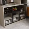 1450mm-2100mm Sofa Bar Table Khaki Storage Cabinet Rotatable Behind Couch Pub Table