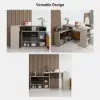 1450mm-2100mm Sofa Bar Table Khaki Storage Cabinet Rotatable Behind Couch Pub Table