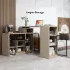 1450mm-2100mm Sofa Bar Table Khaki Storage Cabinet Rotatable Behind Couch Pub Table