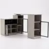 1450mm-2100mm Sofa Bar Table Khaki Storage Cabinet Rotatable Behind Couch Pub Table