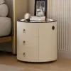 Leather 3-Drawer Smart Bedside Table with Light & Speaker