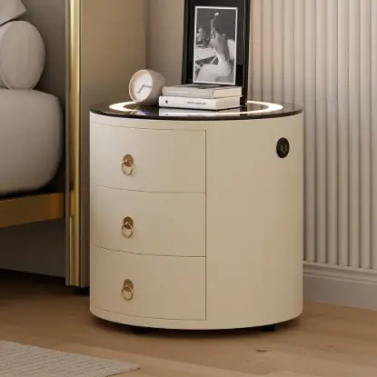 Picture of Leather 3-Drawer Smart Bedside Table with Light & Speaker