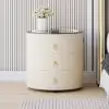 Leather 3-Drawer Smart Bedside Table with Light & Speaker
