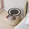 Leather 3-Drawer Smart Bedside Table with Light & Speaker