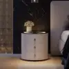 Leather 3-Drawer Smart Bedside Table with Light & Speaker