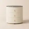 Leather 3-Drawer Smart Bedside Table with Light & Speaker