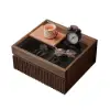 Flutura Walnut Wood 2-Drawer Floating Nightstand with Glass Top