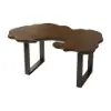 Rustic 1010mm Live-Edge Coffee Table Walnut & Black with Wooden Tabletop & Metal Base