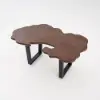 Rustic 1010mm Live-Edge Coffee Table Walnut & Black with Wooden Tabletop & Metal Base