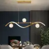 4-Light LED Linear Kitchen Island Lighting in Gold with Glass Globe Shade Dimmable