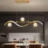 4-Light LED Linear Kitchen Island Lighting in Gold with Glass Globe Shade Dimmable