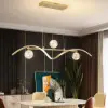 4-Light LED Linear Kitchen Island Lighting in Gold with Glass Globe Shade Dimmable
