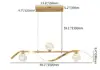 4-Light LED Linear Kitchen Island Lighting in Gold with Glass Globe Shade Dimmable