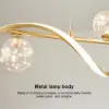 4-Light LED Linear Kitchen Island Lighting in Gold with Glass Globe Shade Dimmable