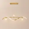 4-Light LED Linear Kitchen Island Lighting in Gold with Glass Globe Shade Dimmable