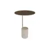 Beige Modern Stone Travertine Side Table with Stainless Steel in Gold Frame