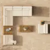 Grida 9-Piece Outdoor Teak Modular Sectional Sofa Set with Coffee Table in Ivory