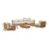 Grida 9-Piece Outdoor Teak Modular Sectional Sofa Set with Coffee Table in Ivory