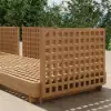 Grida 9-Piece Outdoor Teak Modular Sectional Sofa Set with Coffee Table in Ivory