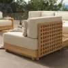 Grida 9-Piece Outdoor Teak Modular Sectional Sofa Set with Coffee Table in Ivory