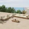Grida 9-Piece Outdoor Teak Modular Sectional Sofa Set with Coffee Table in Ivory