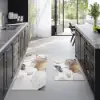 2 Pieces Modern Gold Kitchen Runner Mats Non-slip Abstract Kitchen Mat Set