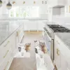 2 Pieces Modern Gold Kitchen Runner Mats Non-slip Abstract Kitchen Mat Set