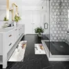 2 Pieces Modern Gold Kitchen Runner Mats Non-slip Abstract Kitchen Mat Set