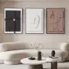 3 Pieces Japandi 3D Wall Art Painting Hanging Wall Decor Set with Black Rectangle Frame