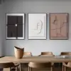 3 Pieces Japandi 3D Wall Art Painting Hanging Wall Decor Set with Black Rectangle Frame