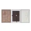 3 Pieces Japandi 3D Wall Art Painting Hanging Wall Decor Set with Black Rectangle Frame