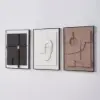 3 Pieces Japandi 3D Wall Art Painting Hanging Wall Decor Set with Black Rectangle Frame