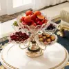Rotatable Glass Fruit Basket Multilayer Decor Bowl with Base in Rose Gold