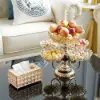 Rotatable Glass Fruit Basket Multilayer Decor Bowl with Base in Rose Gold